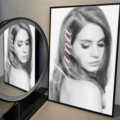 1pc Black And Pink Lana Del Rey Poster Self-adhesive Art Waterproof Paper Sticker Coffee House Bar Room Wall Decor