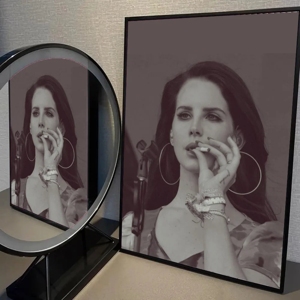 1pc Black And Pink Lana Del Rey Poster Self-adhesive Art Waterproof Paper Sticker Coffee House Bar Room Wall Decor