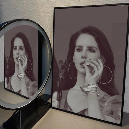 1pc Black And Pink Lana Del Rey Poster Self-adhesive Art Waterproof Paper Sticker Coffee House Bar Room Wall Decor