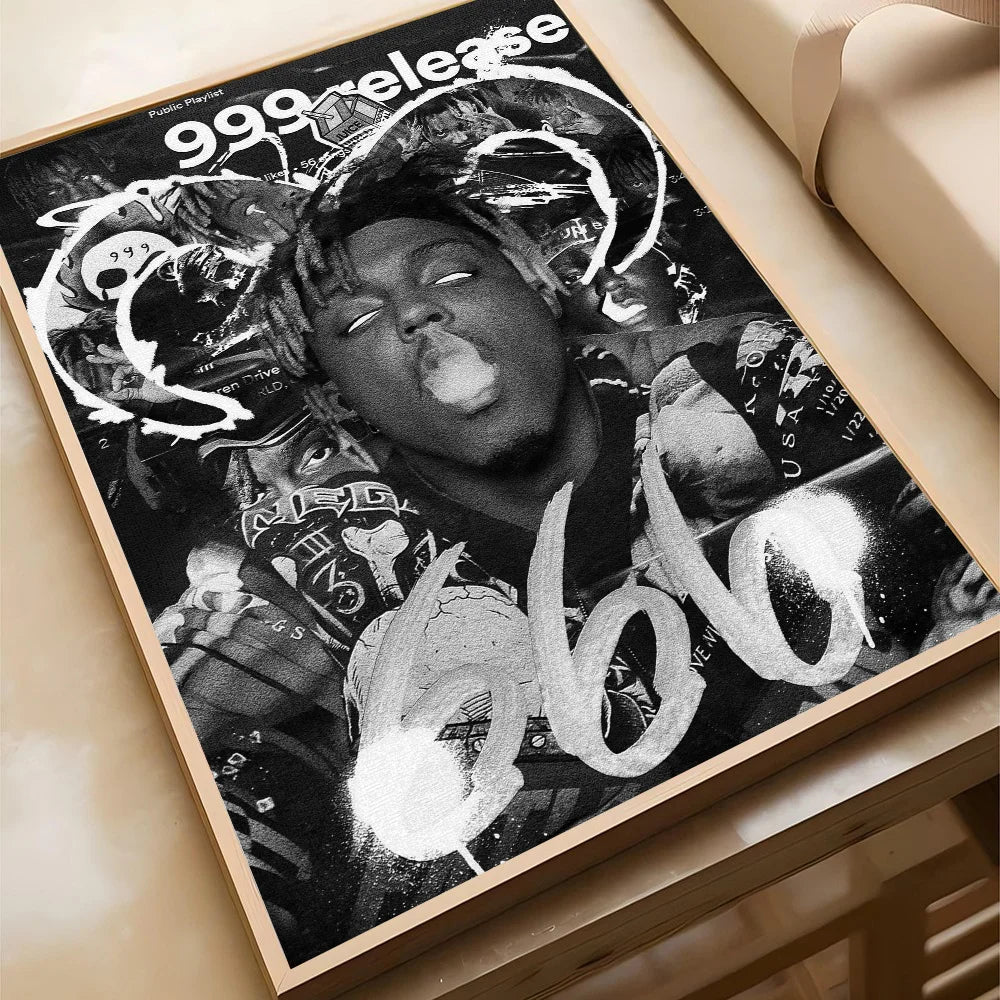 Hip-hop Juice WRLD Poster Self-adhesive Art Waterproof Paper Sticker Coffee House Bar Room Wall Decor