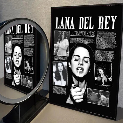 1pc Black And Pink Lana Del Rey Poster Self-adhesive Art Waterproof Paper Sticker Coffee House Bar Room Wall Decor