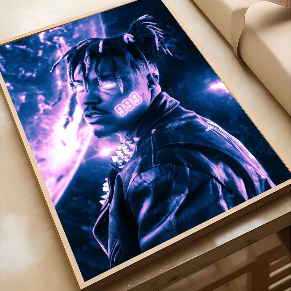 Hip-hop Juice WRLD Poster Self-adhesive Art Waterproof Paper Sticker Coffee House Bar Room Wall Decor
