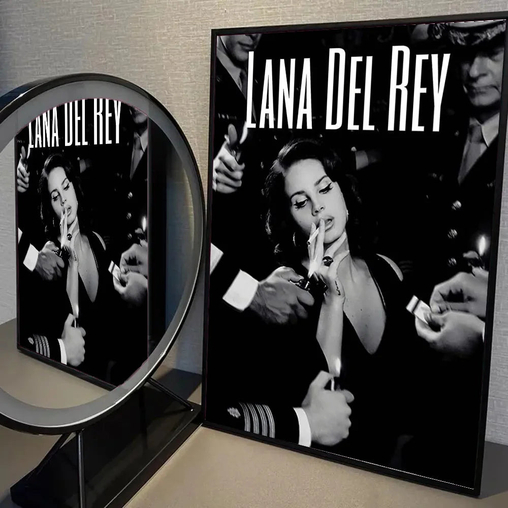 1pc Black And Pink Lana Del Rey Poster Self-adhesive Art Waterproof Paper Sticker Coffee House Bar Room Wall Decor
