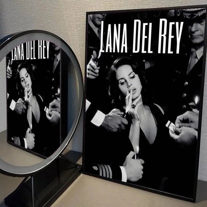 1pc Black And Pink Lana Del Rey Poster Self-adhesive Art Waterproof Paper Sticker Coffee House Bar Room Wall Decor