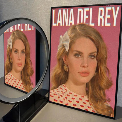 1pc Black And Pink Lana Del Rey Poster Self-adhesive Art Waterproof Paper Sticker Coffee House Bar Room Wall Decor