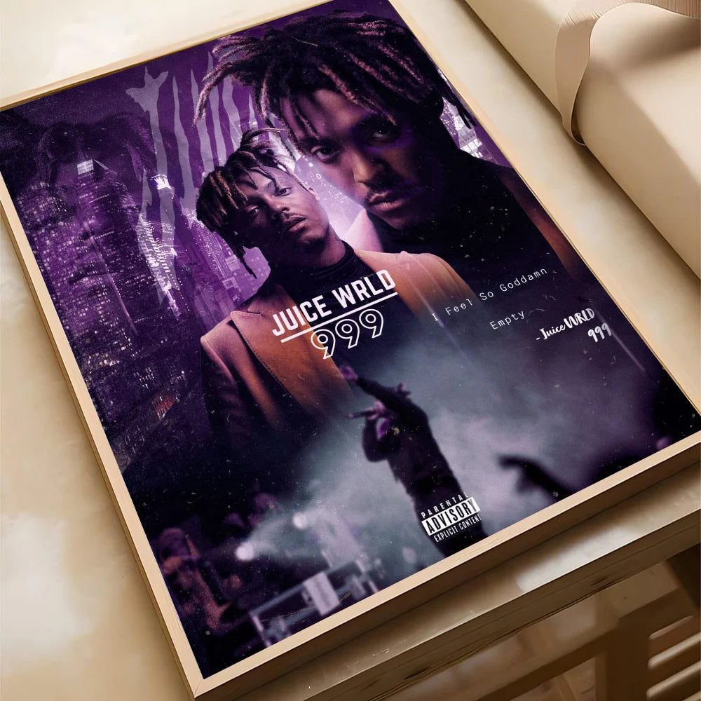 Hip-hop Juice WRLD Poster Self-adhesive Art Waterproof Paper Sticker Coffee House Bar Room Wall Decor