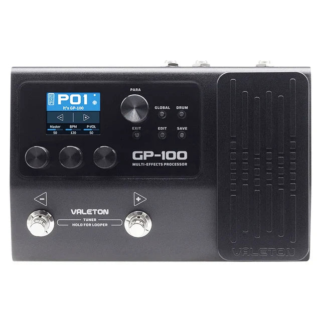 Black valeton gp-100 multi-effects processor pedal with digital display and knobs for electric guitar comprehensive effects bass drum machine rhythm phrase loop
