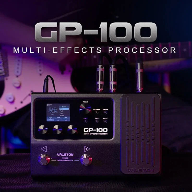 Black valeton gp-100 multi electric guitar comprehensive effects processor with digital display bass drum machine rhythm phrase loop
