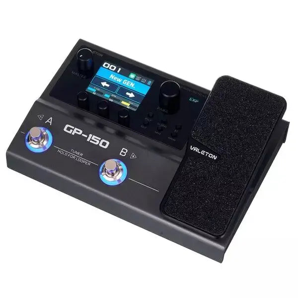 Black valeton gp-150 multi-effects processor with hd modeling, blue led buttons, digital display, supports electric guitar effects and power supply