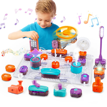 Colorful plastic vatos science circuit kids diy electronics kit with musical components and power supply board educate toy
