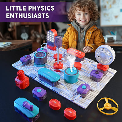 Colorful plastic vatos science circuit kit with modular led components for kids diy electronics and board educate toy