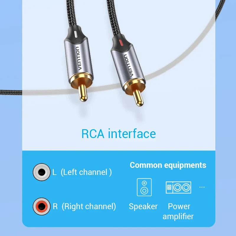 Vention silver and gold usb c splitter with black braided shielding for speaker amplifier Huawei Xiaomi laptops