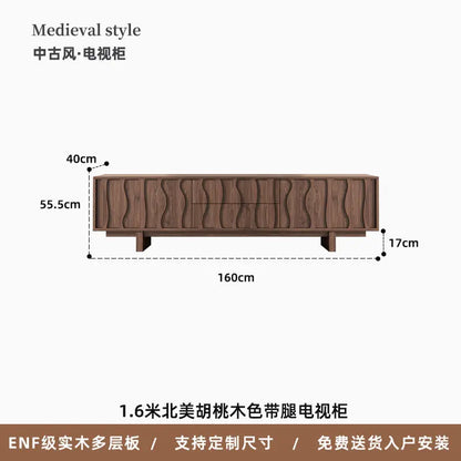A 1.6-meter north american walnut vesa floor aesthetic tv stand vintage living room monitor stand modern console