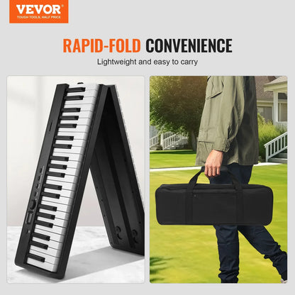 Black vevor 88 key foldable piano rechargeable with white and black keys keyboard piano bluetooth midi portable electronic