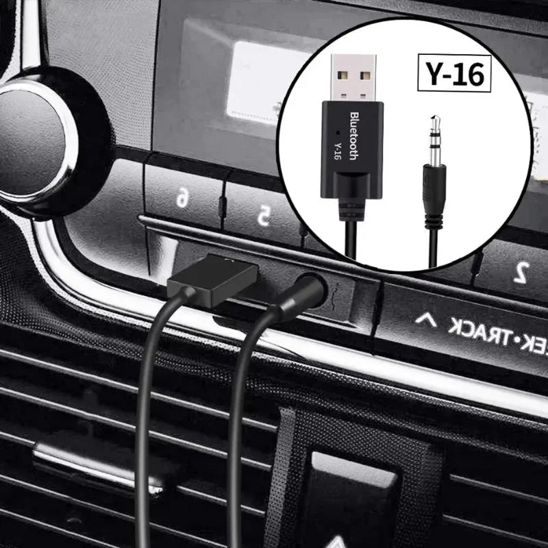Black vikefon bluetooth 5 0 aux jack wireless music adapter cable with usb and 3 5mm jack for car stereo use