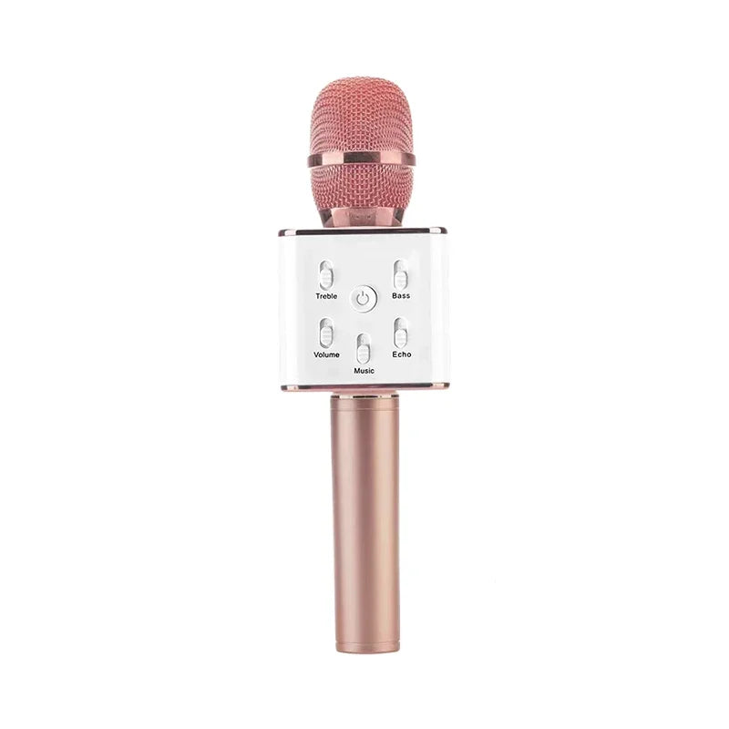 Rose gold vikefon k20 karaoke wireless microphone with mesh grille and magic sound led for portable singing machine use