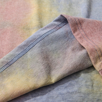 A soft pastel gradient cotton vintage oversized long sleeve tie dye t shirt with neatly stitched hem for casual streetwear
