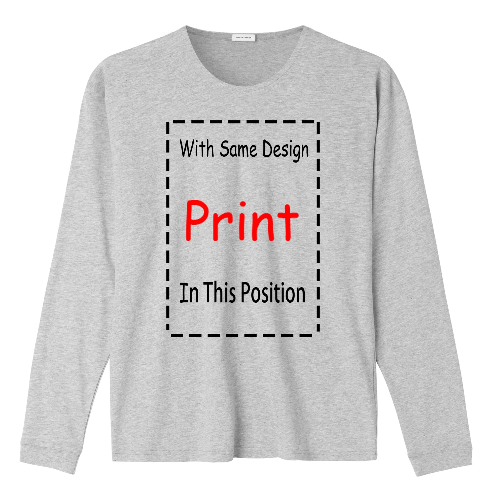 Gray heather long-sleeve t-shirt with black dashed graphic print area vintage phantom opera 90s musical streetwear