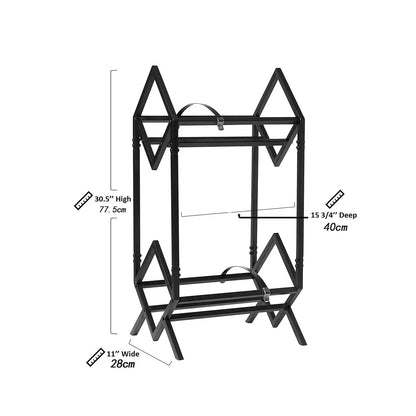 Black metal vinyl record display stand with triangular frame design double layer standing cd rack for living room and shop