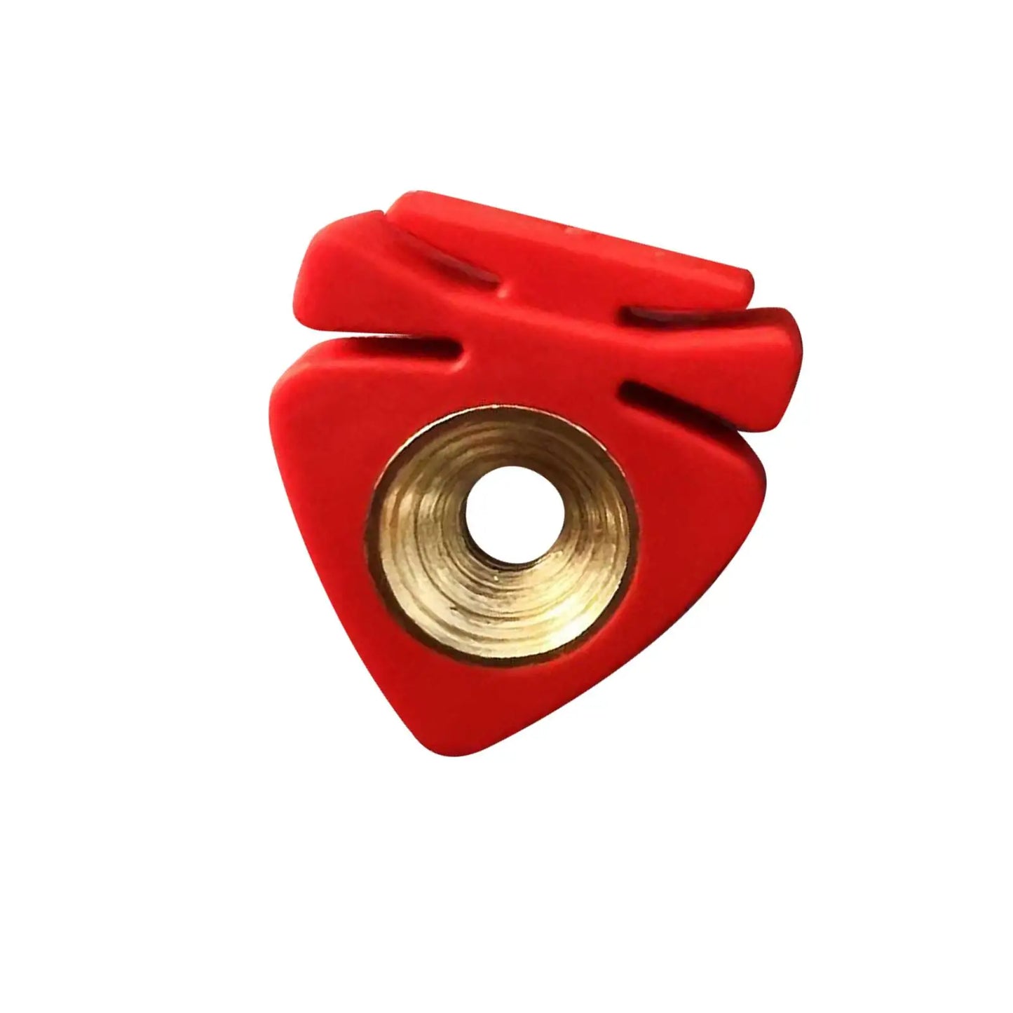 Red triangular violin mute with brass threaded hole featuring universal fittings durable portable lightweight parts