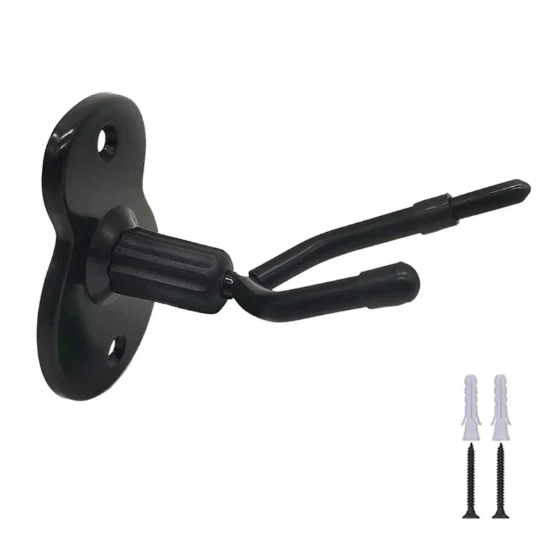 Black metal violas hanger with curved hook and mounting plate for studio music rooms decor turn instrument into art