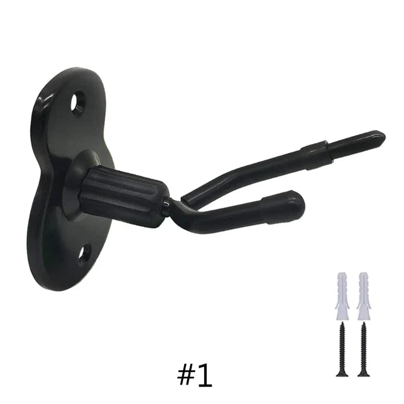 Black metal violas hanger with flat mounting plate and two adjustable arms for studio music rooms decor turn