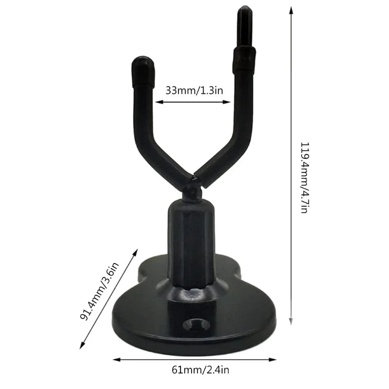 Black metal violas hanger with sturdy circular base and curved hooks for studio music rooms decor turn instrument art