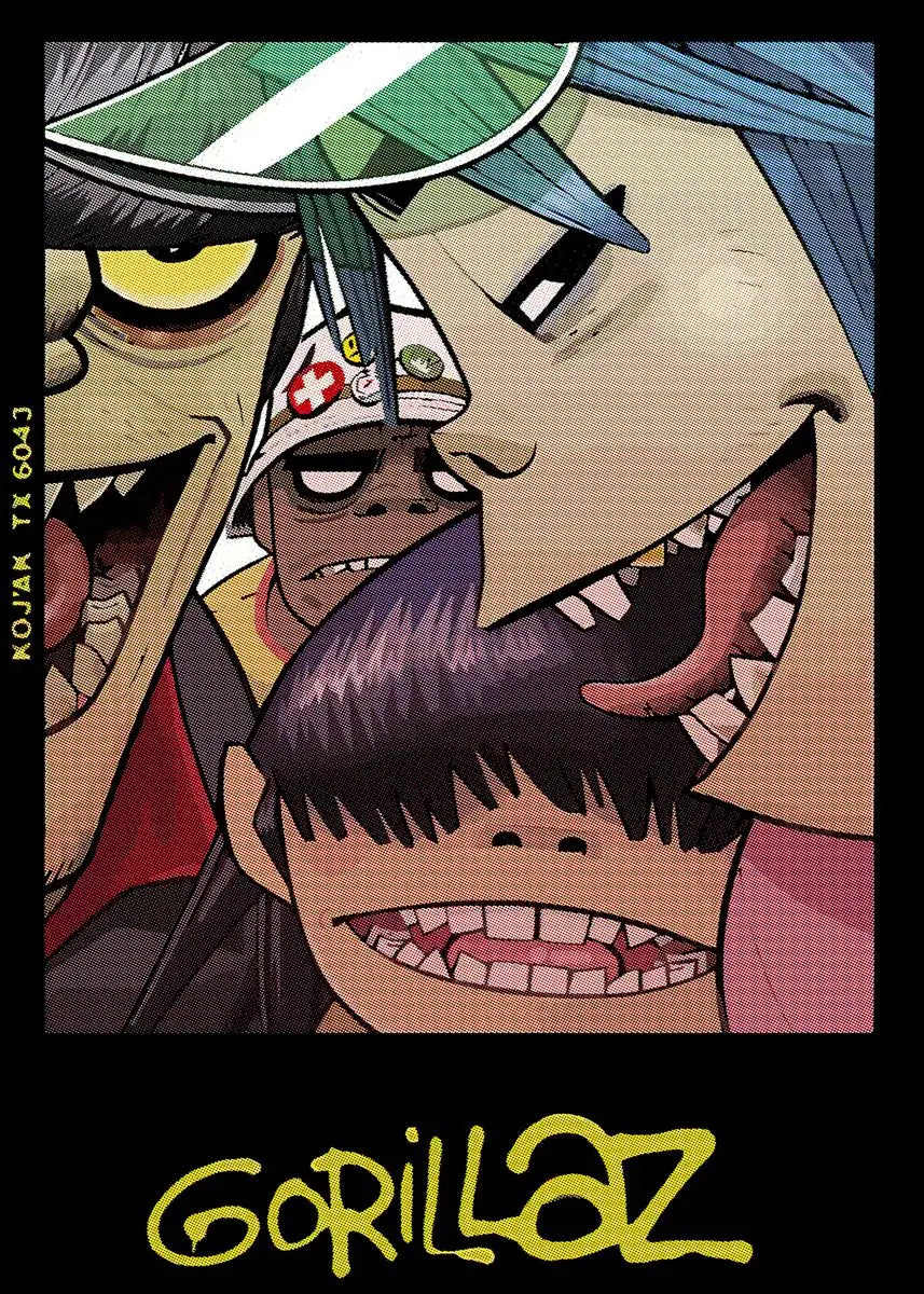 Gorillaz poster featuring colorful stylized cartoon characters on canvas for modern music decor in living room or club
