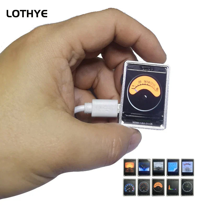 Lothye 1.3 inch music spectrum indicator vu meter with orange dial gps aluminum alloy clear casing digital tuner