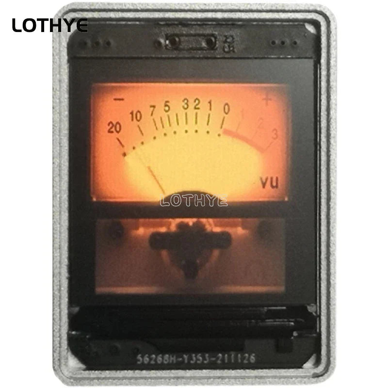 Silver-framed lothye analog indicator vu meter with glowing orange dial in gps aluminum alloy for inch music spectrum