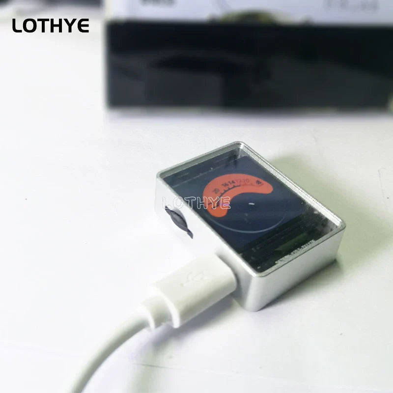 Silver rectangular voice activated 1.3 inch music spectrum indicator vu meter with gps aluminum alloy case and usb cable