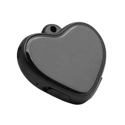 Black heart-shaped voice activated recorder with glossy finish and smooth edges micro recording pendant for meetings