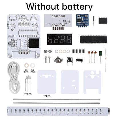 White printed circuit board for twe-24m voice controlled audio electronic crystal column production welding kit with display