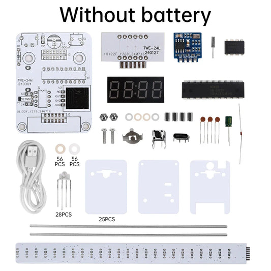 White printed circuit board for twe-24m voice controlled audio electronic crystal column production welding kit with display