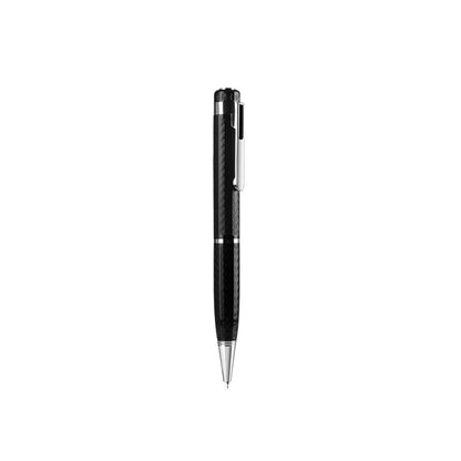 Black carbon fiber voice recorder mini pen with silver accents featuring professional usb flash dictaphone micro audio design