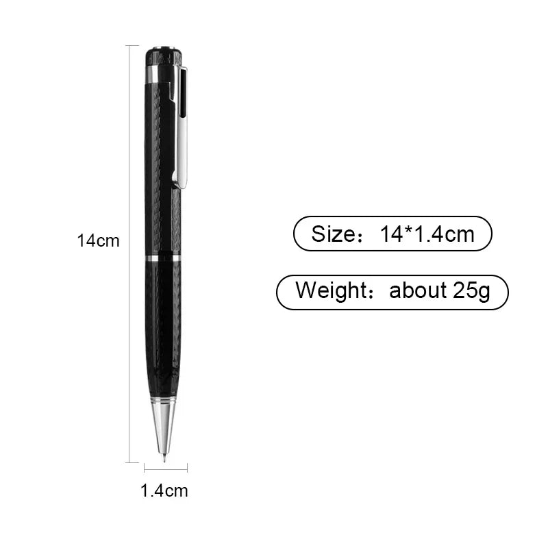 Black voice recorder mini pen with textured grip, silver accents, and professional usb flash for dictaphone micro audio recording