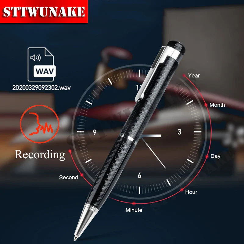 Black carbon fiber voice recorder mini pen with silver accents professional usb flash dictaphone micro audio device