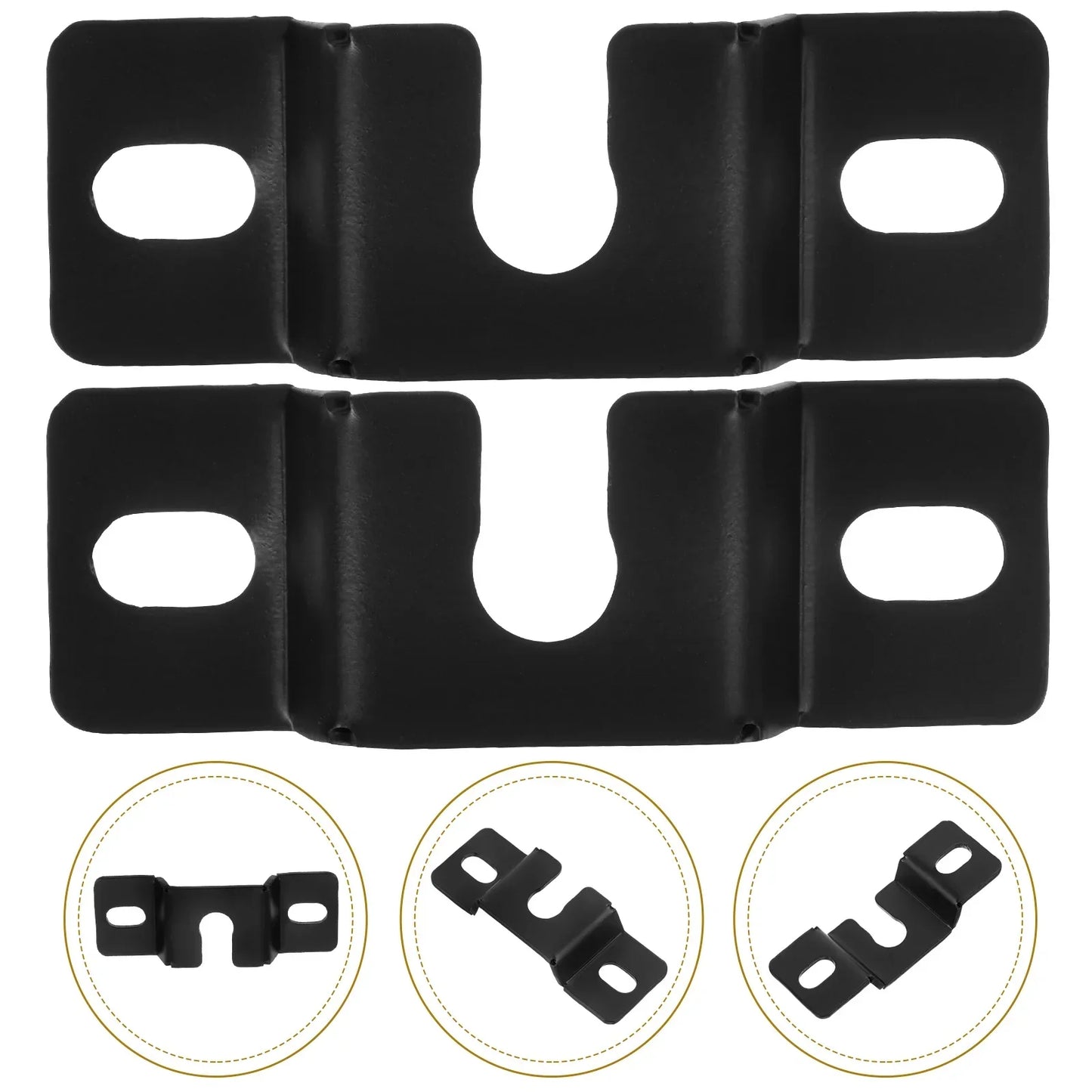 Pair black lightweight metal wall brackets with matte finish and u-shaped cutouts for shelf mounts brackets pared para barra
