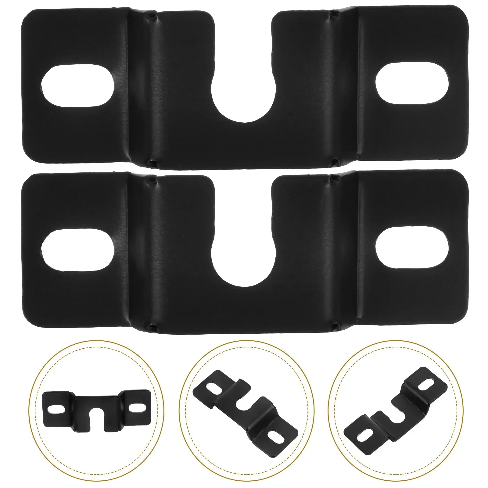 Pair black lightweight metal wall brackets with matte finish and u-shaped cutouts for shelf mounts brackets pared para barra