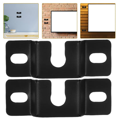 Black metal pared para barra shelf mounts brackets pair black lightweight with oval cutouts and u-shaped central opening