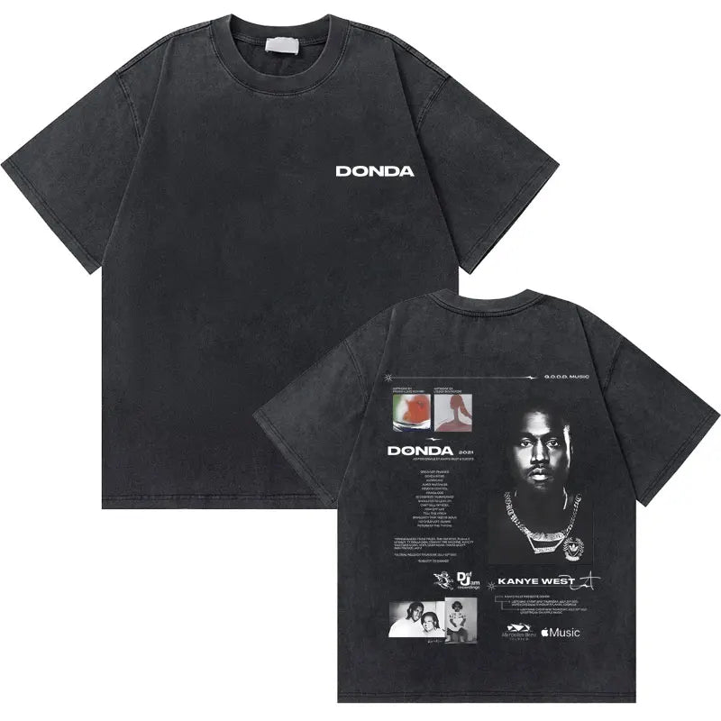 Black cotton t-shirt featuring distressed vintage west graduation bear graphic on back in hip hop fashion oversized style