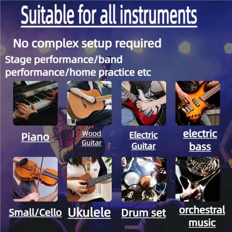 Versatile instrument stand supporting piano guitar bass violin drum set for use with wearable vibrating metronome watch adjustable strap