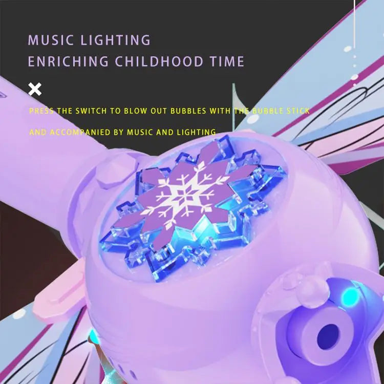 Purple whimsical fairy bubble wand adventure with glowing blue and white snowflake lighting machine perfect for kids summer play