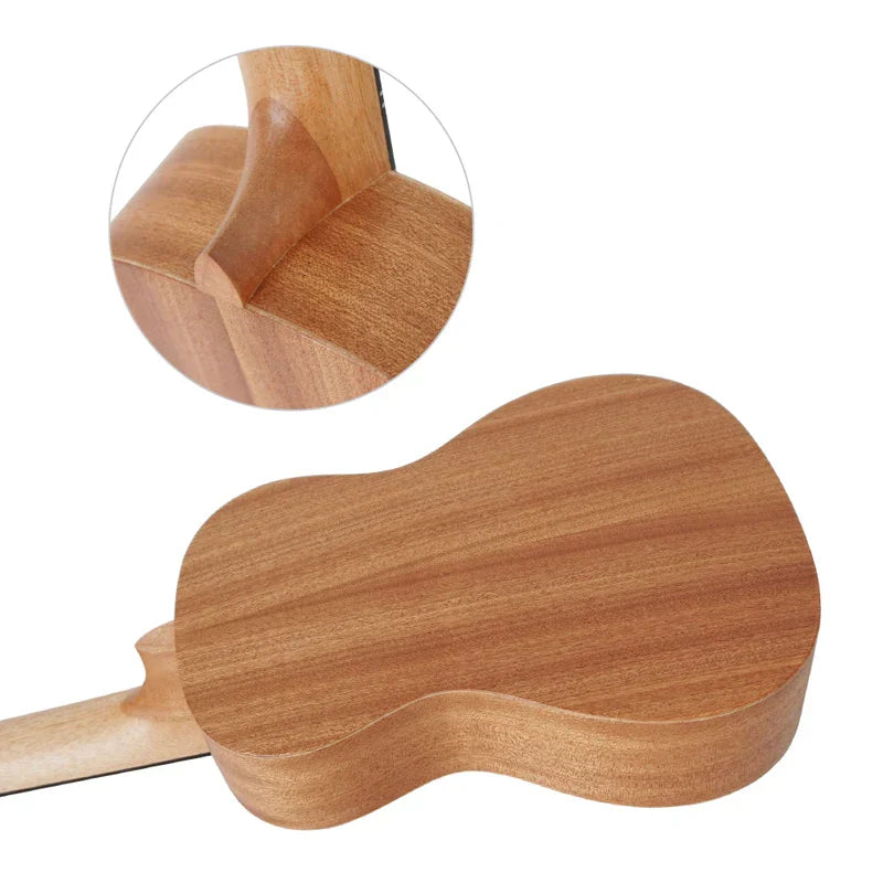Aiersi brand wholesale cheap price oem custom made 21 inch soprano ukulele with light brown mahogany wood finish