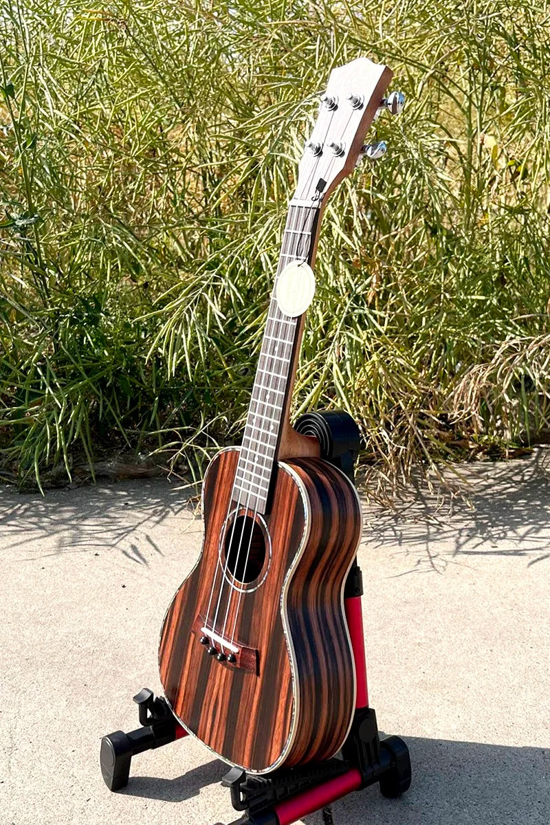 Aiersi brand java ebony concert ukulele with dark wood zebra grain and glossy finish china string instrument wholesale price