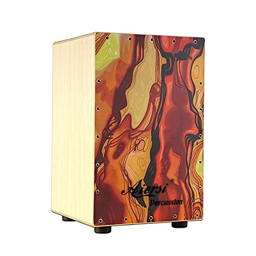 A vibrant orange and red wooden cajon hand box drum with custom wholesale price and export experience design