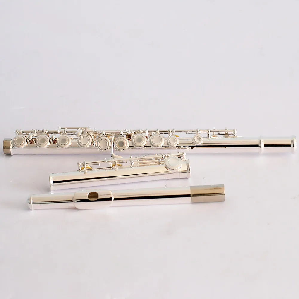 Wholesale professional silver-plated hole performance flute with sleek polished finish and intricate flute open design keywork