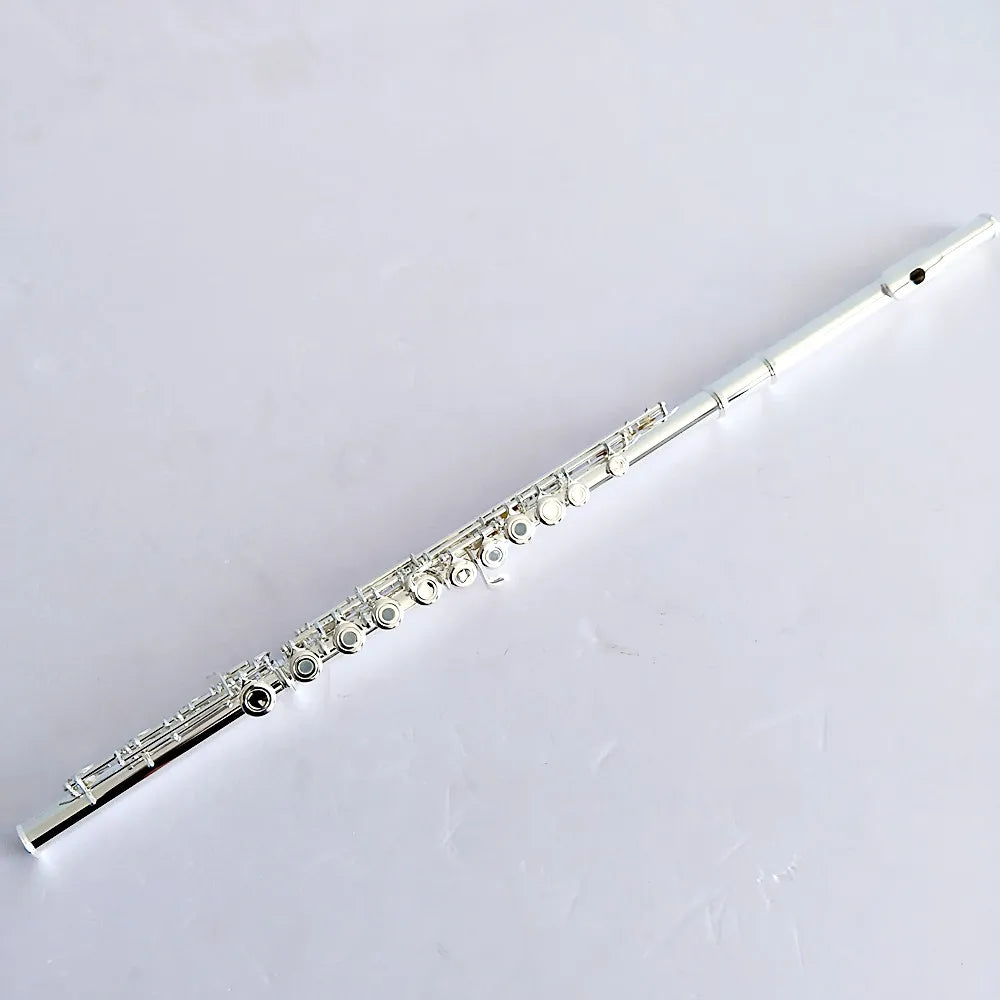 Silver-plated hole performance flute with sleek polished finish and intricate keywork flute open design wind instruments