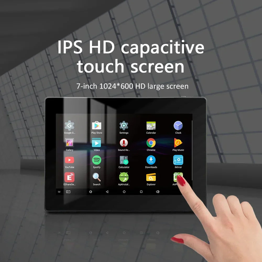 Black-framed 7 inch metal frame android tablet with ips hd touchscreen for wifi bluetooth wall amplifier mini stereo ceiling use