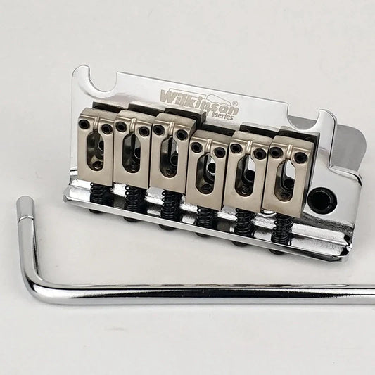 Wilkinson WOV06 chrome silver vintage type electric guitar tremolo bridge with six saddles and black springs for Strat and Suhr guitars